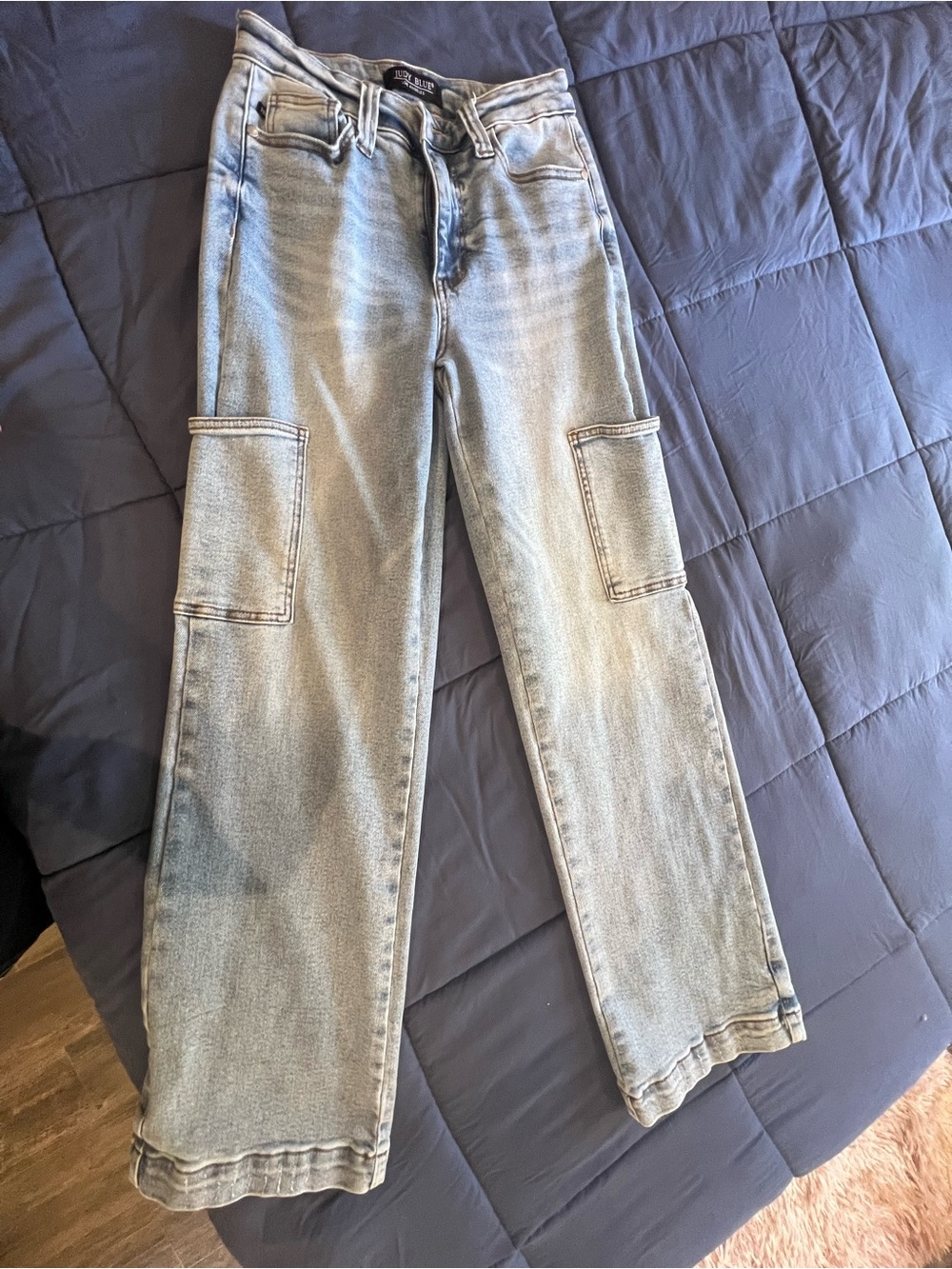 Judy Blue Medium-Light Blue Stretch Denim Jeans with Contrast Stitching